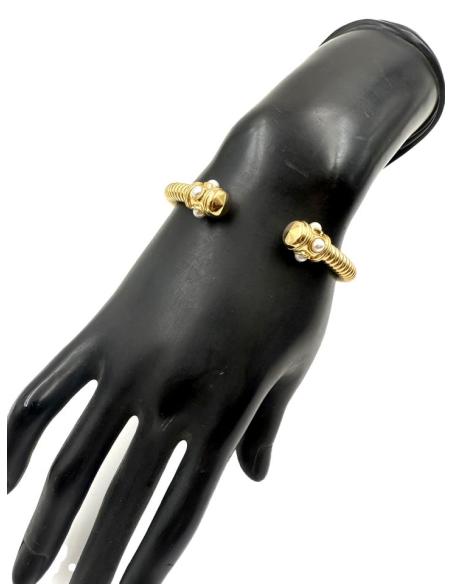 PULSERAS DE MUJER DORADAS CON PERLAS | JOYAS ACERO