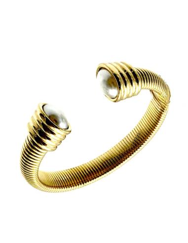 PULSERAS DORADAS DECORADAS CON PERLAS | JOYAS ACERO