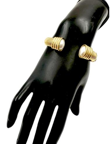 PULSERAS DORADAS DECORADAS CON PERLAS | JOYAS ACERO