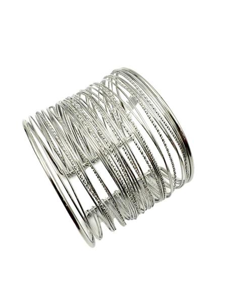 PULSERAS MUJER PLATEADAS ANCHAS AROS BOHOCHIC | ACCESORIOS DIA Y NOCHE