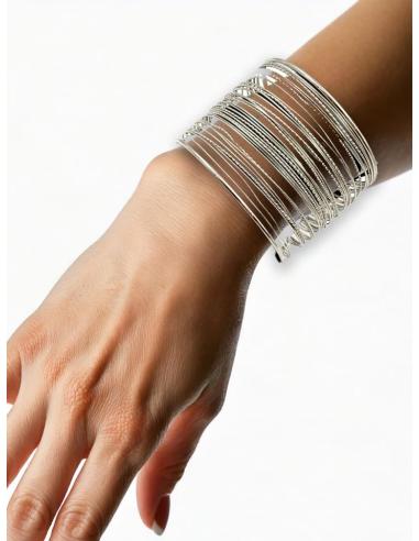 PULSERAS MUJER PLATEADAS ANCHAS AROS BOHOCHIC | ACCESORIOS DIA Y NOCHE