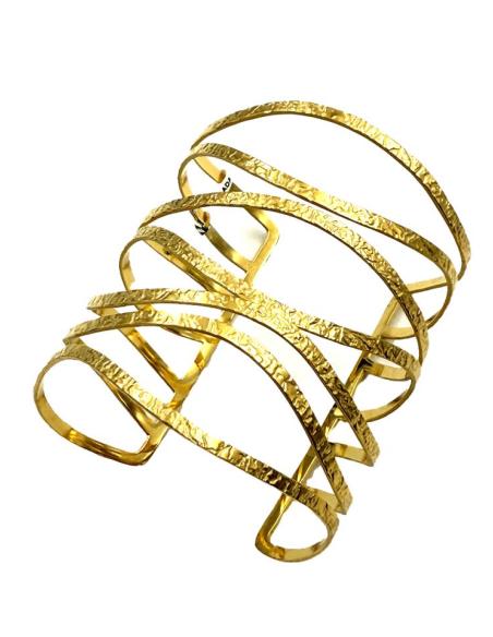 PULSERAS MUJER DORADAS ANCHAS CALADO ELEGANTE | INVITADA BODAS