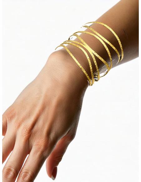 PULSERAS MUJER DORADAS ANCHAS CALADO ELEGANTE | INVITADA BODAS