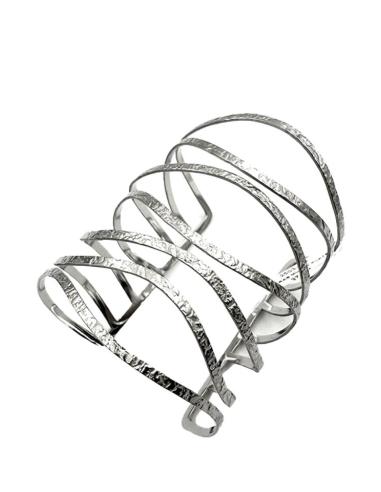 PULSERAS MUJER PLATEADAS ANCHAS CALADO ELEGANTE | INVITADA BODAS