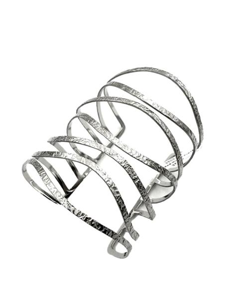 PULSERAS MUJER PLATEADAS ANCHAS CALADO ELEGANTE | INVITADA BODAS