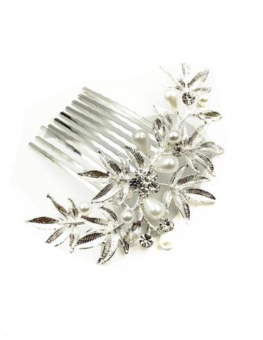 PEINETAS BODA PLATEADAS DESTELLOS CRISTAL Y PERLAS | ACCESORIOS PARA BODAS