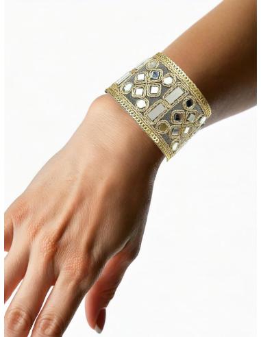PULSERAS ANCHAS INDIAS DORADAS Y PLATEADAS