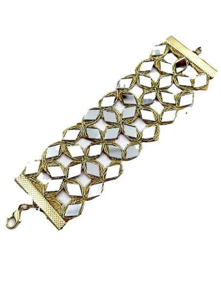 PULSERAS MUJER DORADAS ANCHAS ESTILO EXOTICO INDIA