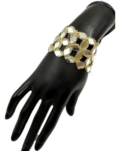 PULSERAS MUJER DORADAS ANCHAS ESTILO EXOTICO INDIA