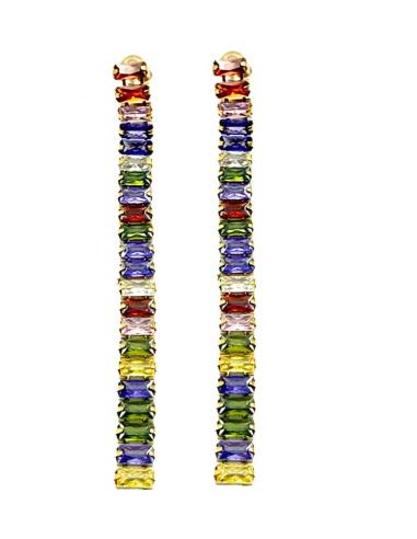 PENDIENTES BODA LARGOS CON DESTELLOS COLORIDOS