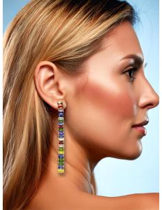 PENDIENTES BODA LARGOS CON DESTELLOS COLORIDOS 2
