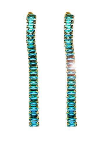 PENDIENTES BODA LARGOS AZULES CON DESTELLOS BRILLO