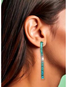 PENDIENTES BODA LARGOS AZULES CON DESTELLOS BRILLO 2