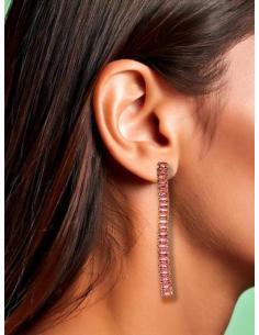 PENDIENTES BODA LARGOS ROSAS CON DESTELLOS BRILLO 2