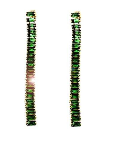 PENDIENTES BODA LARGOS VERDES CON DESTELLOS BRILLO