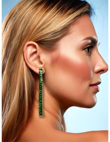 PENDIENTES BODA LARGOS VERDES CON DESTELLOS BRILLO
