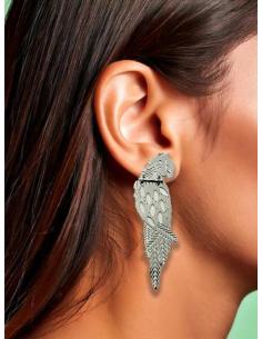 PENDIENTES PLATEADOS DE LORO IDEALES PARA VERANO EN ACERO 2