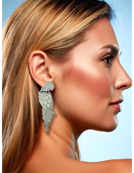 PENDIENTES PLATEADOS DE LORO IDEALES PARA VERANO EN ACERO