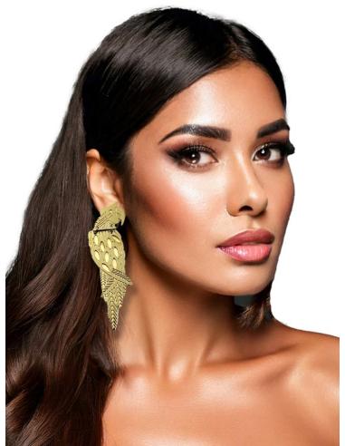 PENDIENTES DORADOS DE LORO IDEALES PARA VERANO EN ACERO