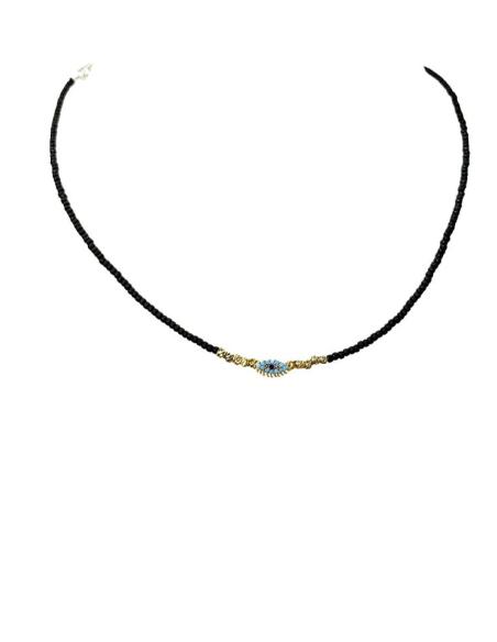 BONITOS COLLARES NEGROS CON OJO DE LA SUERTE AZUL