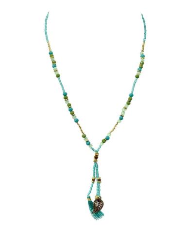 COLLARES AZULES CORTOS PARA EL VERANO CON BORLAS
