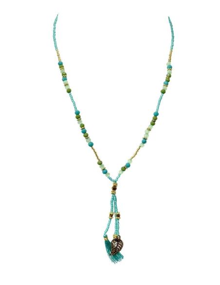 COLLARES AZULES CORTOS PARA EL VERANO CON BORLAS