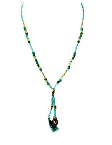 COLLARES VERDES CORTOS PARA EL VERANO CON BORLAS
