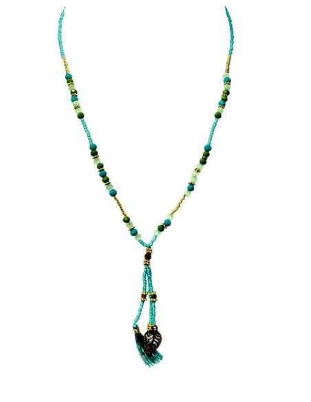 COLLARES VERDES CORTOS PARA EL VERANO CON BORLAS