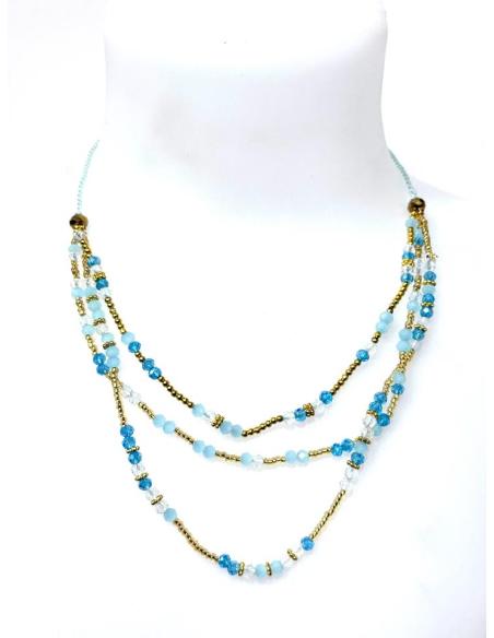COLLARES MUJER PARA EL VERANO AZULES CLARO DE VARIAS HILERAS