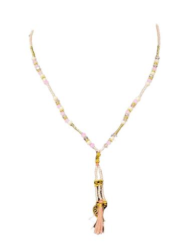 COLLARES ROSAS CORTOS PARA EL VERANO CON BORLAS