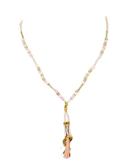 COLLARES ROSAS CORTOS PARA EL VERANO CON BORLAS