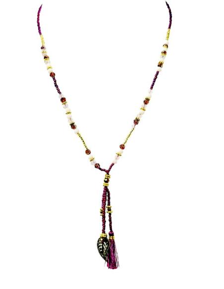 COLLARES CORTOS MORADOS PARA EL VERANO CON BORLAS