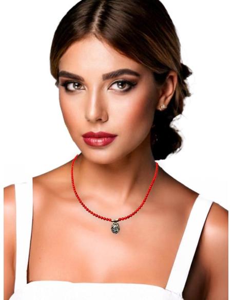 COLLARES MUJER ROJOS CON MEDALLA VIGEN MILAGROSA