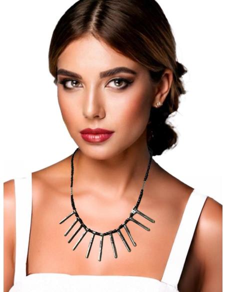 COLLARES TUAREG NEGROS Y PLATEADOS JOYA BOHO MUJER