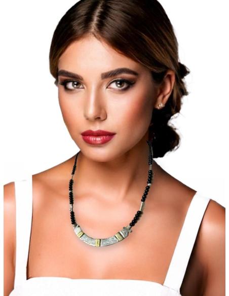 COLLARES DE PIEDRA NEGROS DISEÑO MEDIA LUNA BEREBER