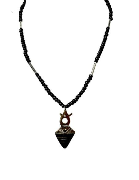 COLLARES HOMBRE CON CRUCES TUAREG Y PIEDRA NEGRA
