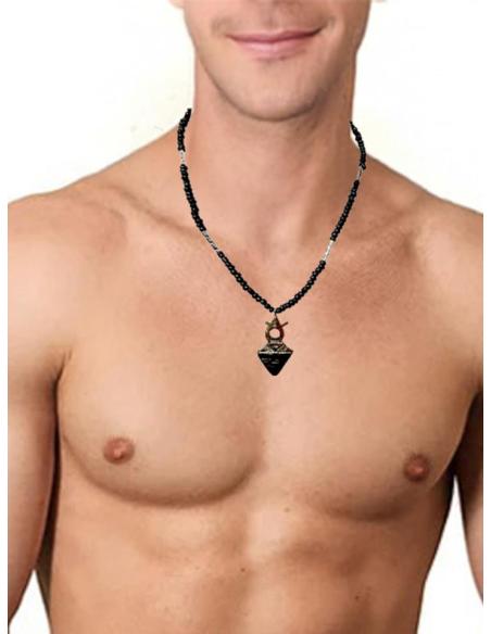 COLLARES HOMBRE CON CRUCES TUAREG Y PIEDRA NEGRA