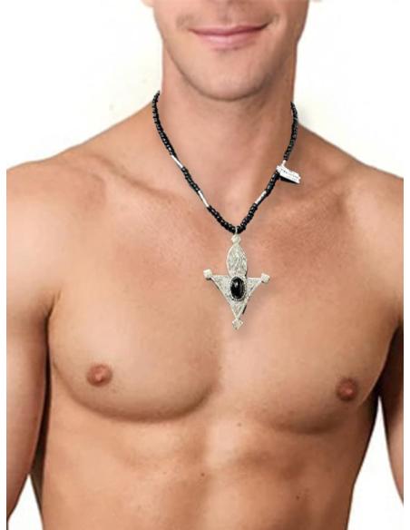 COLLARES BOHO NEGROS CON COLGANTE TRIBAL TUAREG