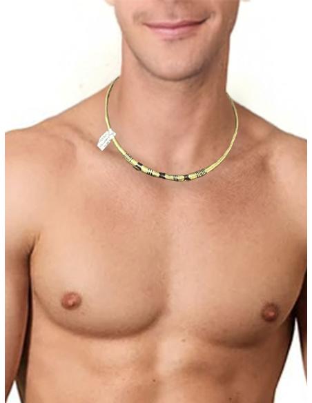 COLLARES HOMBRE DORADOS TRIBALES MADERA EBANO