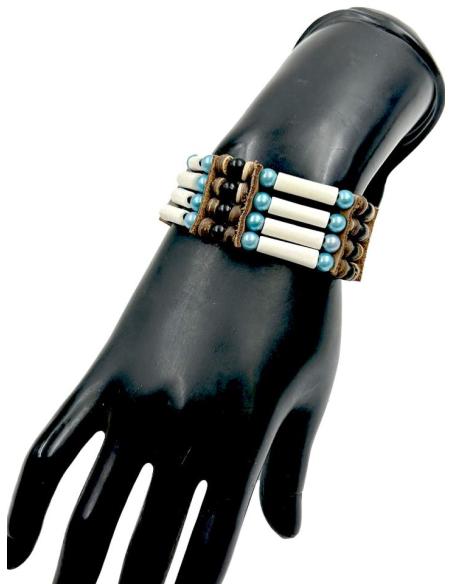 PULSERAS BLANCAS DE HUESO ARTESANIA INDIOS NAVAJOS