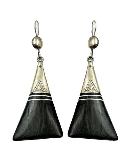 PENDIENTES TUAREG CON MADERA DE EBANO