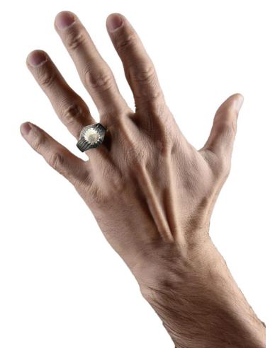 ANILLOS HOMBRE PLATA TUAREG CON MADERA DE EBANO SELLO CUADRADO