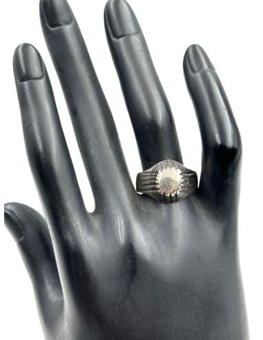 ANILLOS HOMBRE PLATA TUAREG CON MADERA DE EBANO SELLO CUADRADO