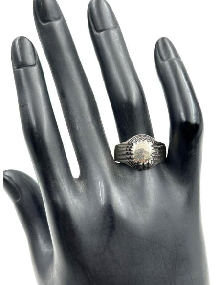 ANILLOS HOMBRE PLATA TUAREG CON MADERA DE EBANO SELLO CUADRADO
