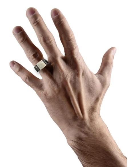 ANILLOS HOMBRE PLATEADOS CON MADERA DE EBANO