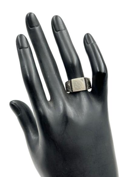 ANILLOS HOMBRE PLATEADOS CON MADERA DE EBANO