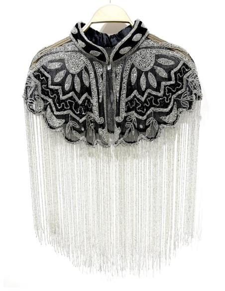 CAPAS JOYA NEGRAS Y PLATEADAS CON ESTILOSOS FLECOS | MODA MUJER