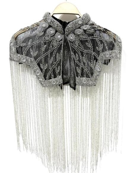 CAPAS MUJER NEGRAS Y PLATEADAS CON FLECOS JOYA | MODA MUJER