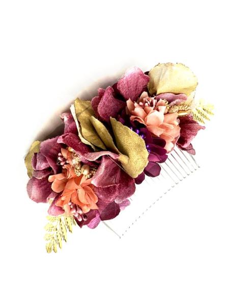 PEINETAS BODA DORADAS Y MORADAS ACCESORIOS CABELLO | TOCADOS MUJER