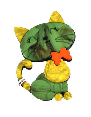 BROCHES DE MUJER CON GATITO VERDE | EL JARDIN DEL DESEO